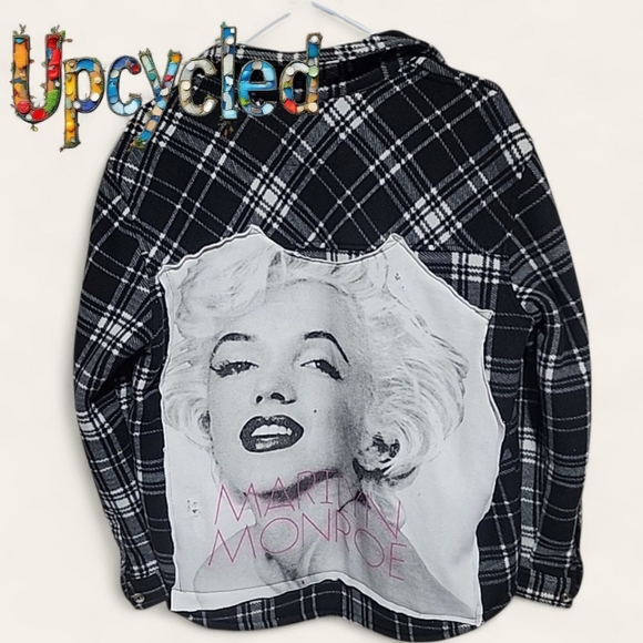 Upcycled Marilyn Monroe Flannel Jacket – Size Large - Picture 2 of 7